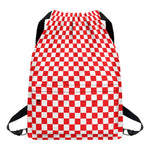 Red And White Checkered Pattern Print Drawstring Backpack