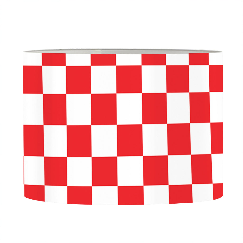 Red And White Checkered Pattern Print Drum Lamp Shade