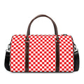 Red And White Checkered Pattern Print Duffel Bag