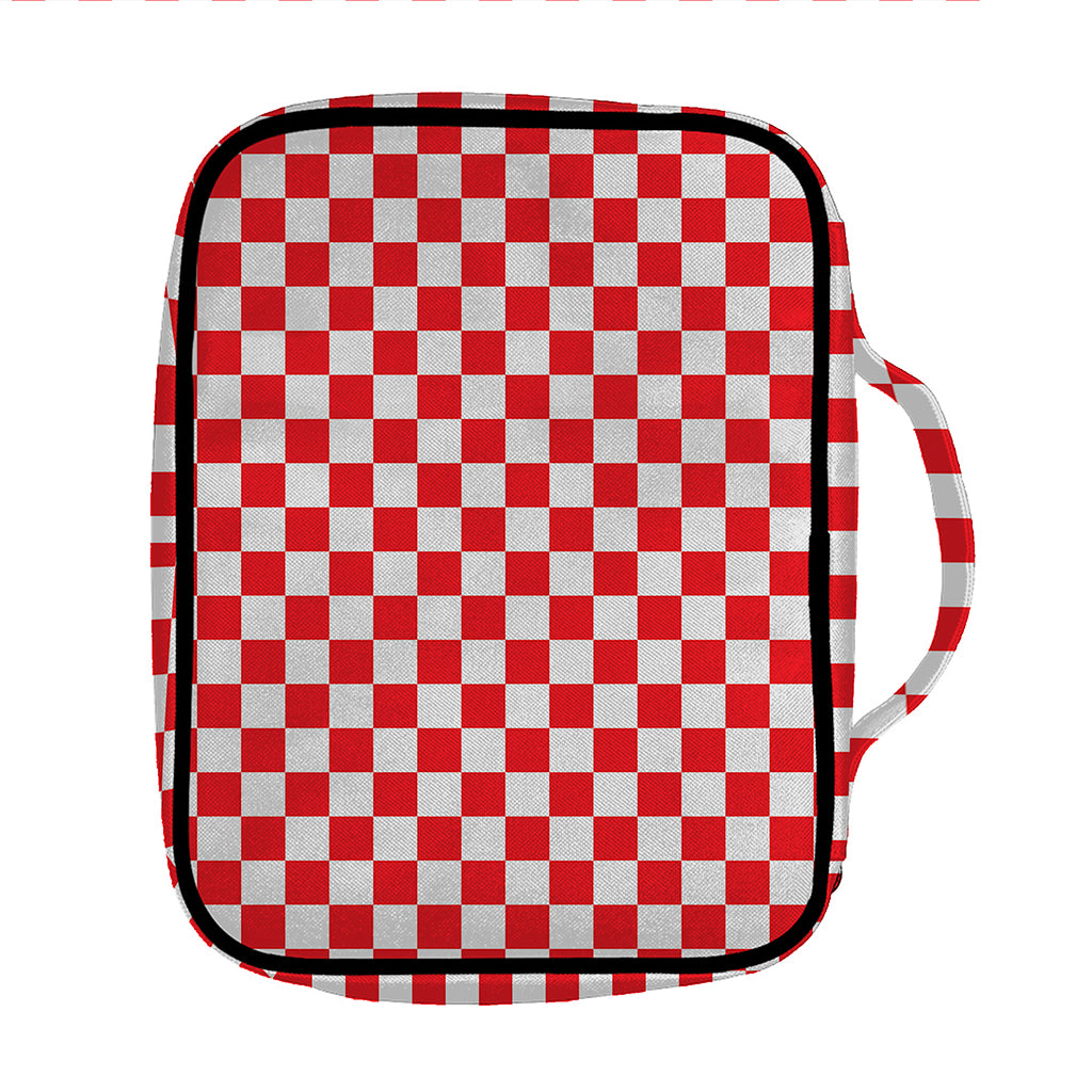 Red And White Checkered Pattern Print Front Pocket Bible Bag