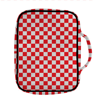 Red And White Checkered Pattern Print Front Pocket Bible Bag