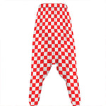 Red And White Checkered Pattern Print Hammer Pants