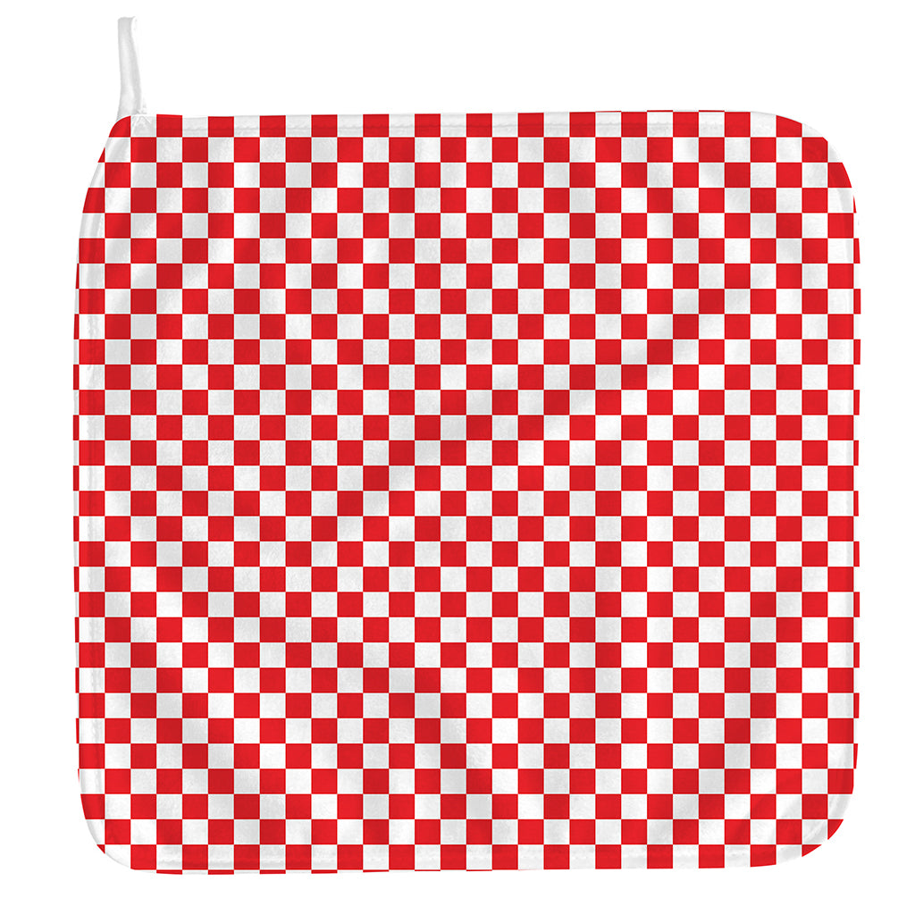 Red And White Checkered Pattern Print Hand Towel