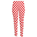 Red And White Checkered Pattern Print High-Waisted Pocket Leggings