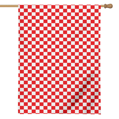 Red And White Checkered Pattern Print House Flag