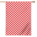 Red And White Checkered Pattern Print House Flag