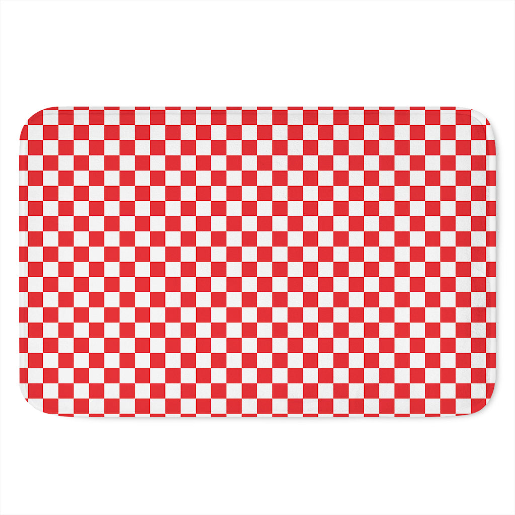Red And White Checkered Pattern Print Indoor Door Mat