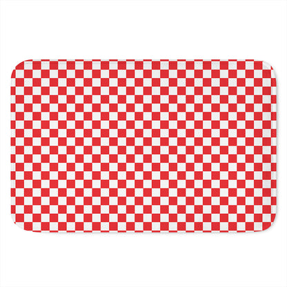 Red And White Checkered Pattern Print Indoor Door Mat