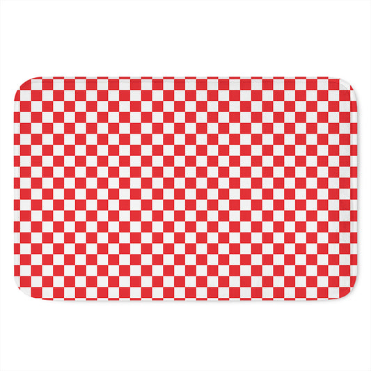 Red And White Checkered Pattern Print Indoor Door Mat