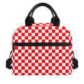 Red And White Checkered Pattern Print Insulated Lunch Bag