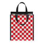 Red And White Checkered Pattern Print Insulated Lunch Tote