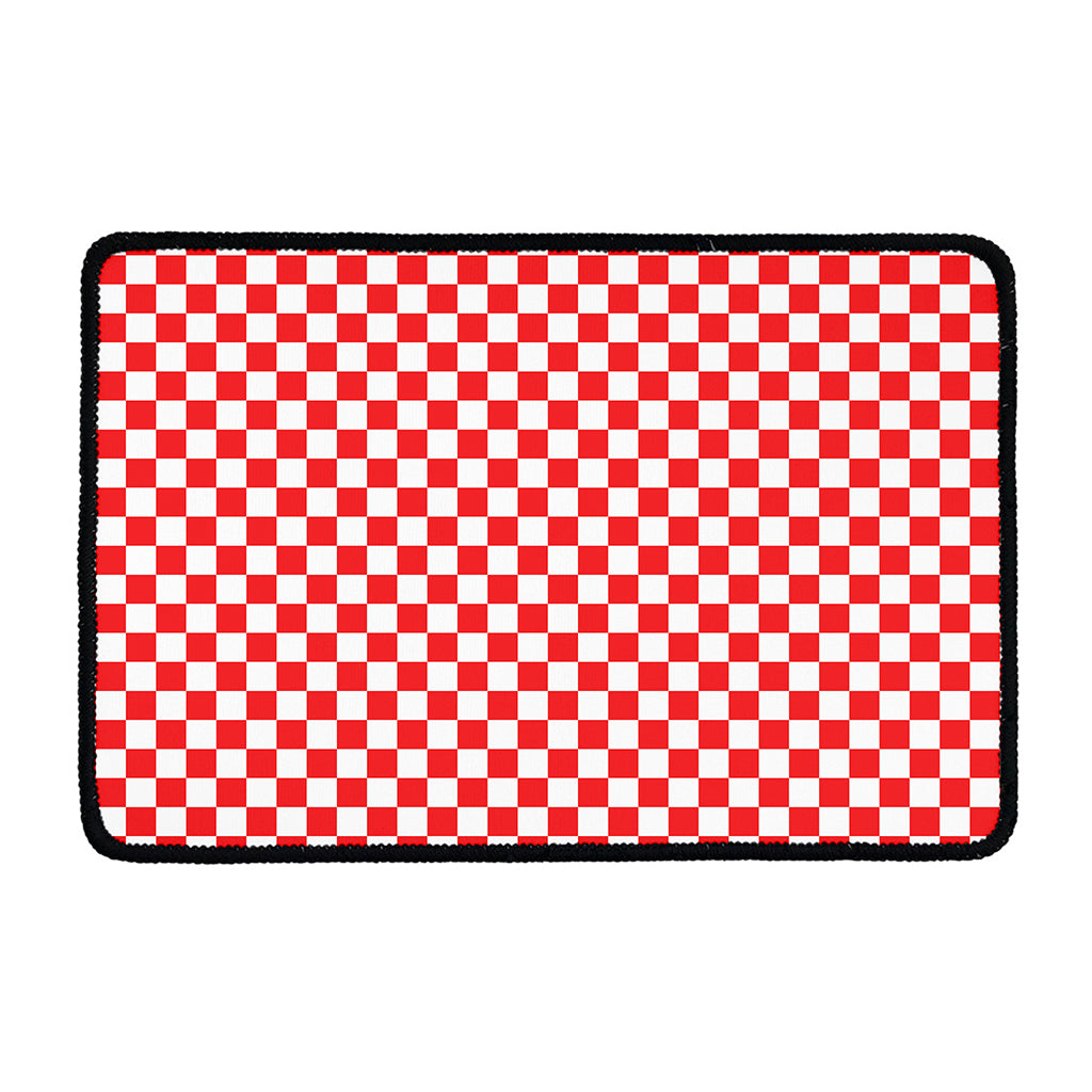 Red And White Checkered Pattern Print Kitchen Mat