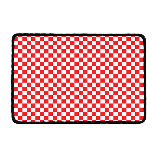Red And White Checkered Pattern Print Kitchen Mat