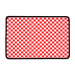 Red And White Checkered Pattern Print Kitchen Mat