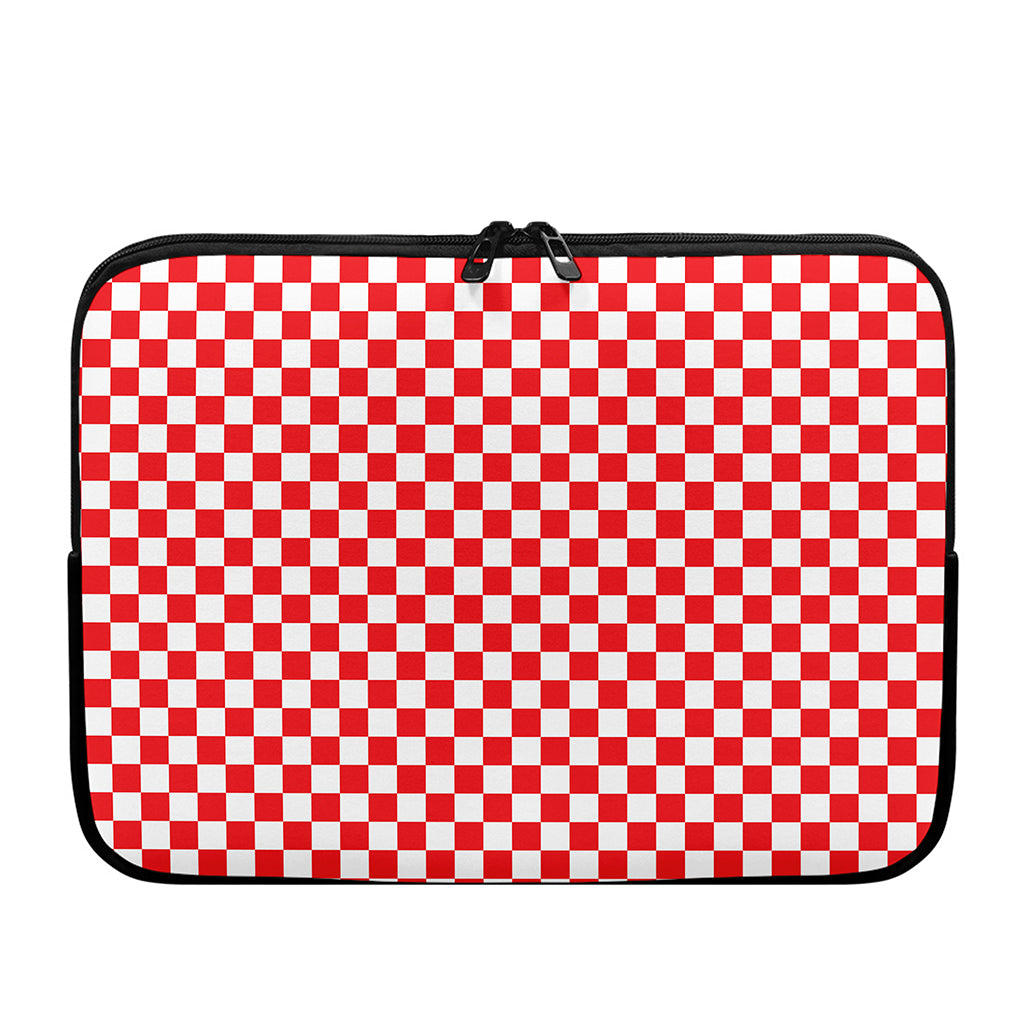 Red And White Checkered Pattern Print Laptop Sleeve