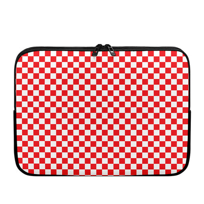 Red And White Checkered Pattern Print Laptop Sleeve