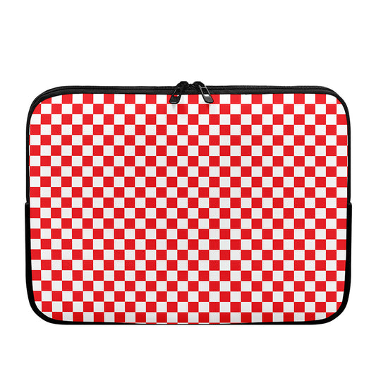 Red And White Checkered Pattern Print Laptop Sleeve