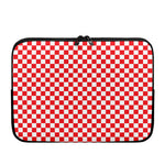 Red And White Checkered Pattern Print Laptop Sleeve