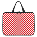 Red And White Checkered Pattern Print Laptop Sleeve With Handle