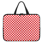 Red And White Checkered Pattern Print Laptop Sleeve With Handle