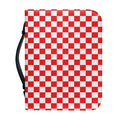 Red And White Checkered Pattern Print Leather Bible Cover