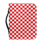 Red And White Checkered Pattern Print Leather Bible Cover