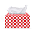 Red And White Checkered Pattern Print Leather Tissue Box Cover