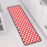 Red And White Checkered Pattern Print Long Kitchen Mat