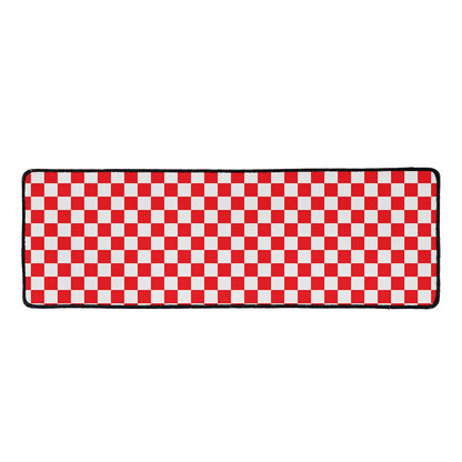 Red And White Checkered Pattern Print Long Kitchen Mat