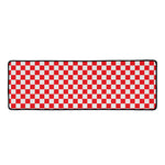 Red And White Checkered Pattern Print Long Kitchen Mat