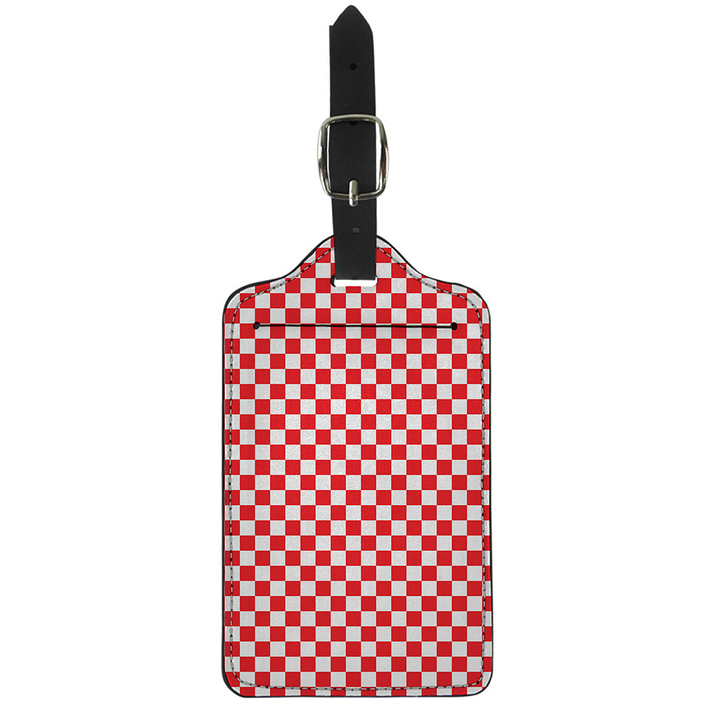 Red And White Checkered Pattern Print Luggage Tag