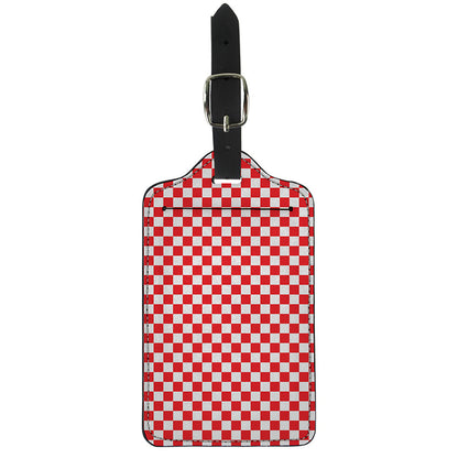 Red And White Checkered Pattern Print Luggage Tag