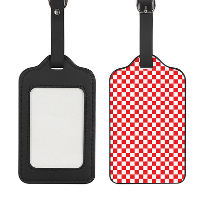 Red And White Checkered Pattern Print Luggage Tag