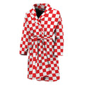 Red And White Checkered Pattern Print Men's Bathrobe