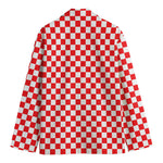 Red And White Checkered Pattern Print Men's Blazer