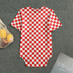 Red And White Checkered Pattern Print Men's Bodysuit