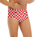 Red And White Checkered Pattern Print Men's Briefs