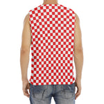 Red And White Checkered Pattern Print Men's Fitness Tank Top