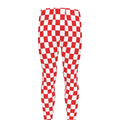 Red And White Checkered Pattern Print Men's Leggings