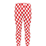 Red And White Checkered Pattern Print Men's leggings