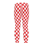 Red And White Checkered Pattern Print Men's leggings