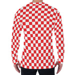 Red And White Checkered Pattern Print Men's Long Sleeve T-Shirt