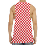Red And White Checkered Pattern Print Men's Muscle Tank Top