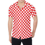 Red And White Checkered Pattern Print Men's Shirt