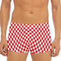 Red And White Checkered Pattern Print Men's Short Boxer Briefs