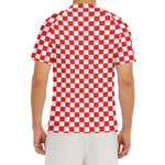 Red And White Checkered Pattern Print Men's Short Sleeve Rash Guard