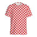 Red And White Checkered Pattern Print Men's Athletic T-Shirt