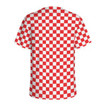 Red And White Checkered Pattern Print Men's Sports T-Shirt