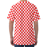 Red And White Checkered Pattern Print Men's Velvet T-Shirt