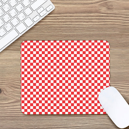 Red And White Checkered Pattern Print Mouse Pad